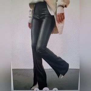 Commense faux leather flared pants sz med NWT